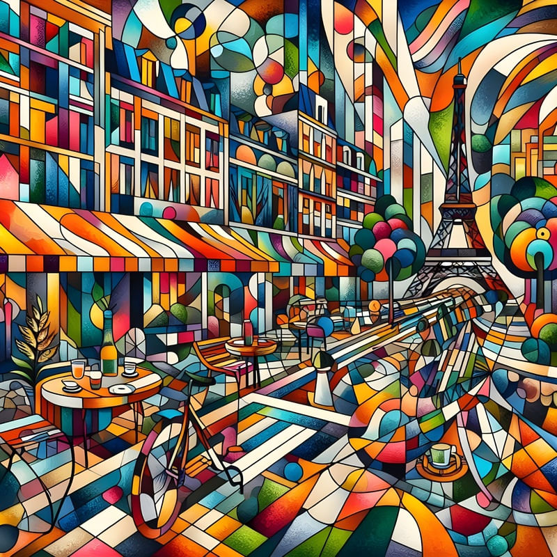PARIS IMPRESSIONS OF LIFE CUBISM THREE BY AI