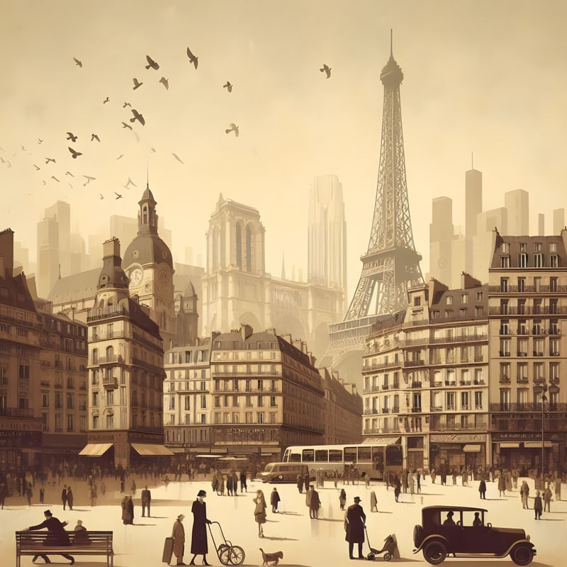 PARIS IMPRESSIONS OF LIFE NO ESTILO DADAÍSMO MINIMALISTA BY AI