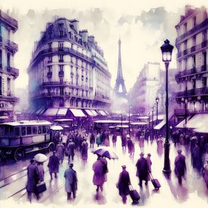 PARIS IMPRESSIONS OF LIFE NO ESTILO EXPRESSIONISMO FIGURATIVO FOUR BY AI