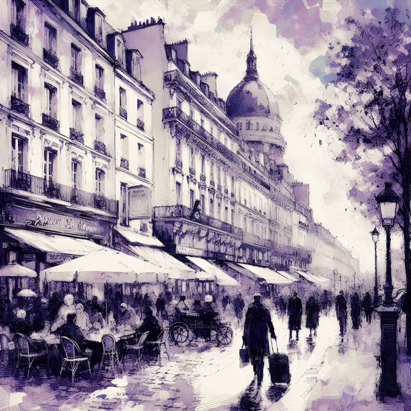 PARIS IMPRESSIONS OF LIFE NO ESTILO EXPRESSIONISMO FIGURATIVO THRE BY AI