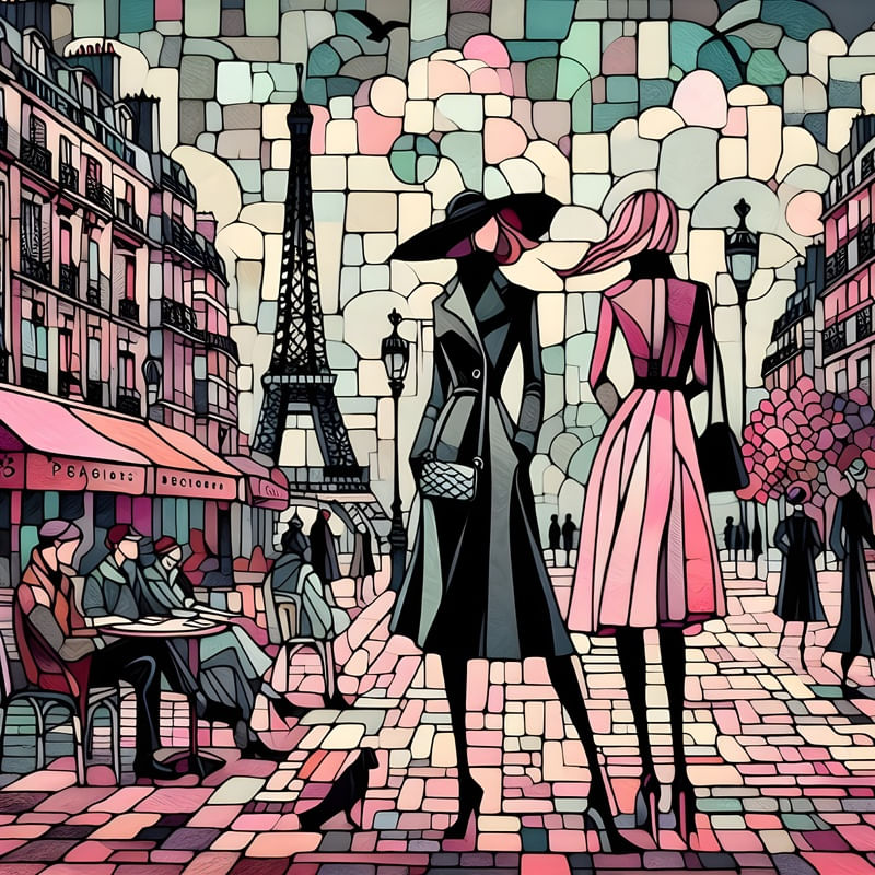 WOMEN IN PARIS IMPRESSIONS OF LIFE CUBISM FASHION BY AI