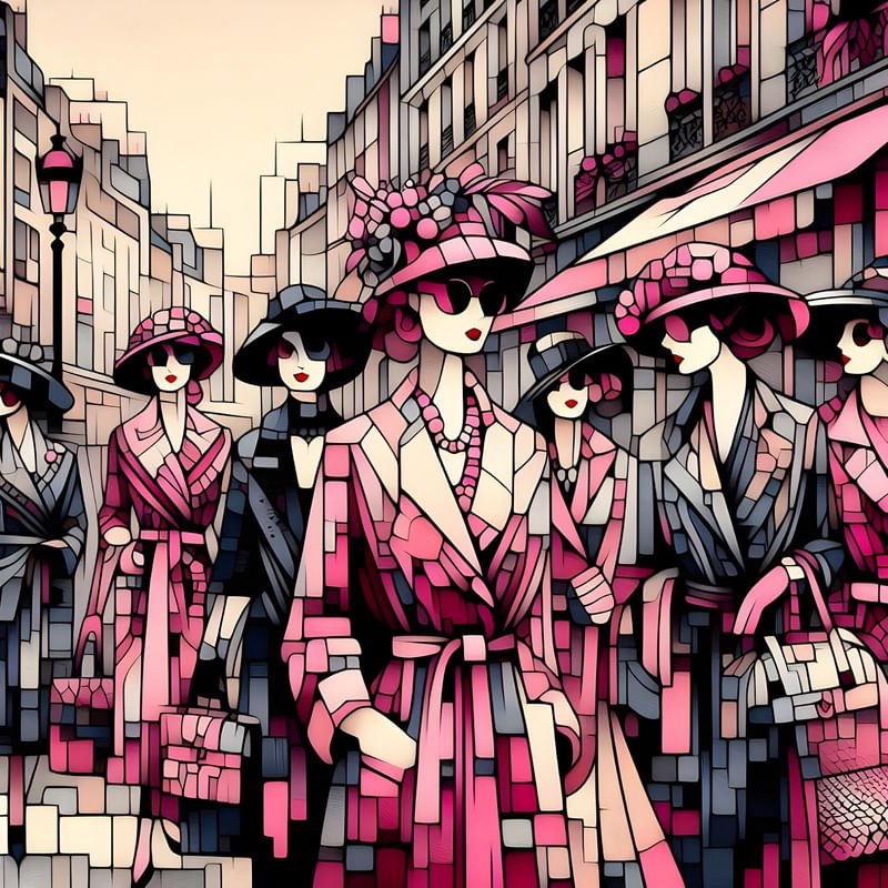 WOMEN IN PARIS IMPRESSIONS OF LIFE CUBISM FASHION TWO BY AI
