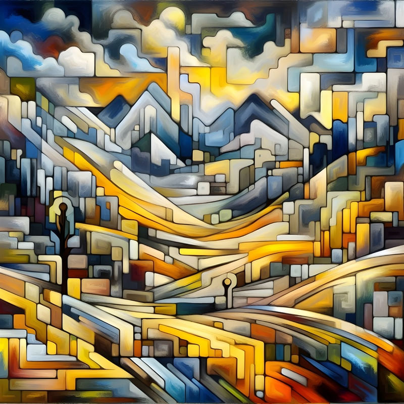 LANDSCAPE APPREHENSION CUBISM BY AI