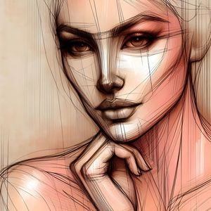 SKETCH AN ABSTRACT INTERPRETATION OF A WOMAN BY AI