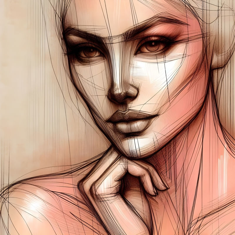 SKETCH AN ABSTRACT INTERPRETATION OF A WOMAN BY AI