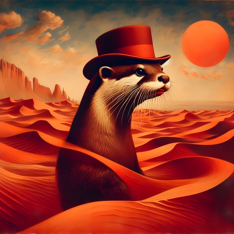 O SENHOR LONTRA NO DESERTO DADAÍSMO ROMANTICO BY AI