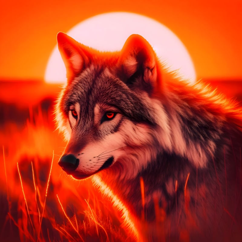 LOBO AO PÔR DO SOL REALISTA BY AI