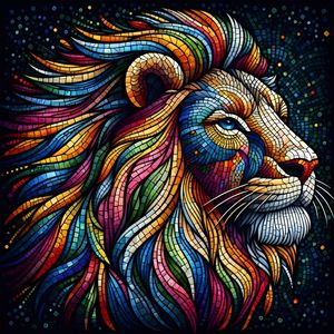LION MOSAIC BY AI