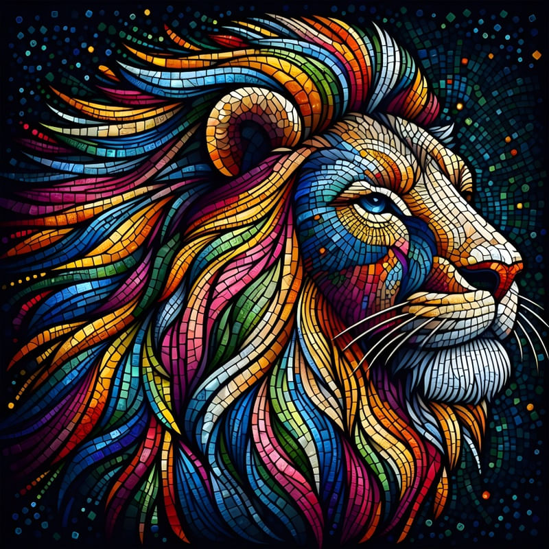LION MOSAIC BY AI