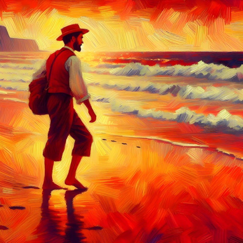 HOMEM NA PRAIA ESTILO IMPRESSIONISTA BY AI