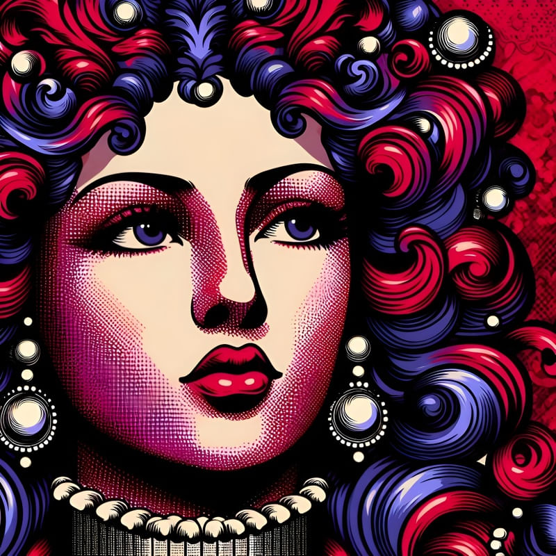 A FACE FEMININA POP ART BARROCA FOUR BY AI