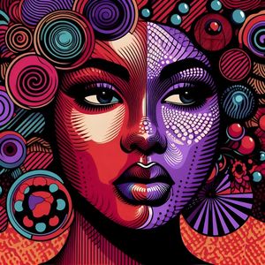 A FACE FEMININA POP ART BARROCA ONE BY AI
