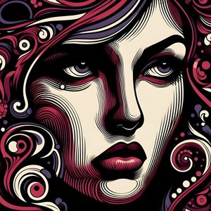 A FACE FEMININA POP ART BARROCA TWO BY AI