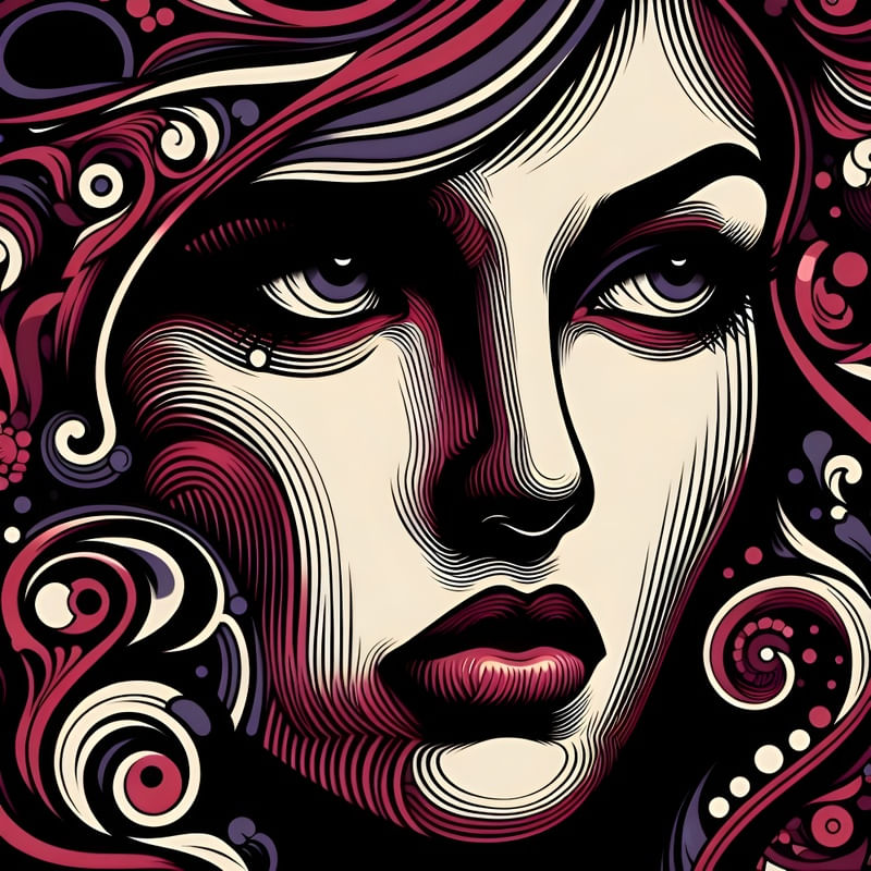 A FACE FEMININA POP ART BARROCA TWO BY AI