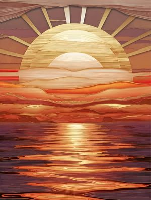INTRICATELY ILLUSTRATION OF A SUNSET BY AI