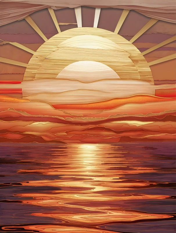 INTRICATELY ILLUSTRATION OF A SUNSET BY AI