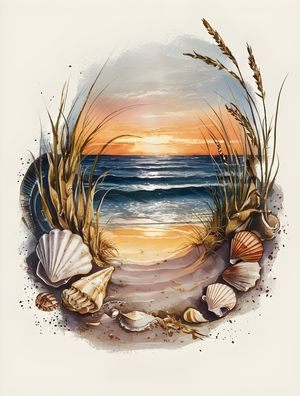 VINTAGE INSPIRED PAINTING OF THE OCEAN BY AI