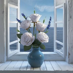 FLOWERS AT THE WINDOW BY AI