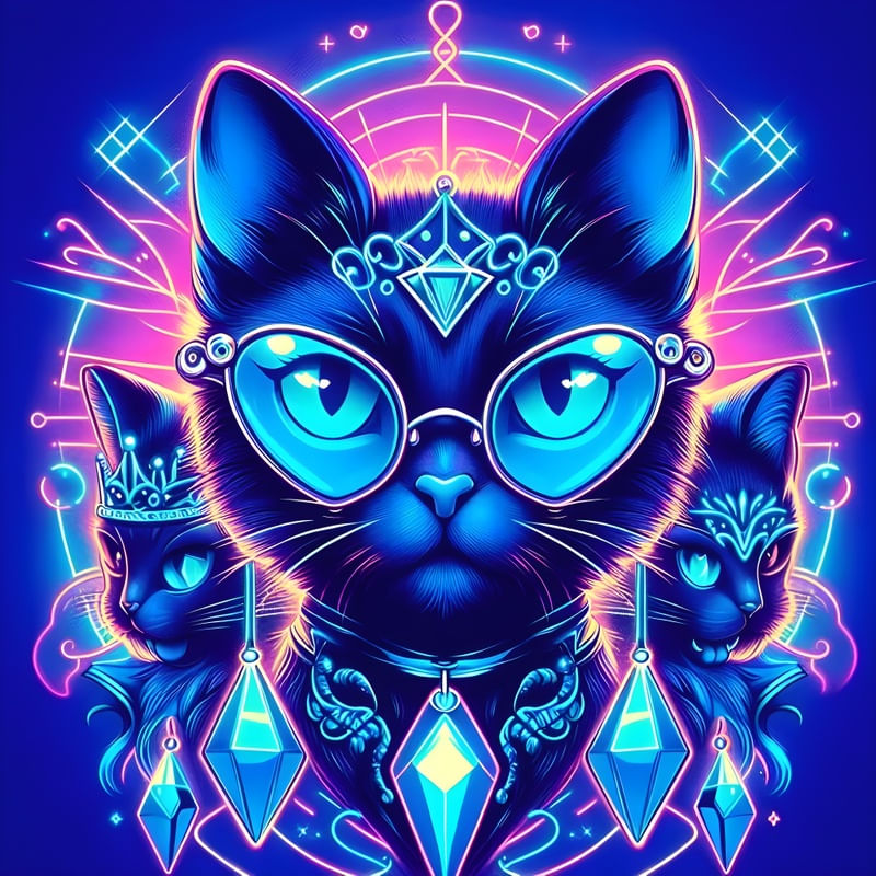 MEOW FASHION ART NEON TWO BY AI