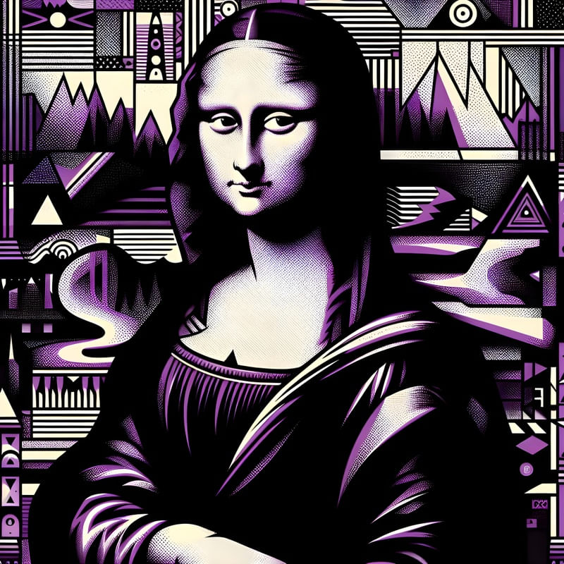 MONALISA ART NOUVEAU VERDE ROXO FOUR BY AI
