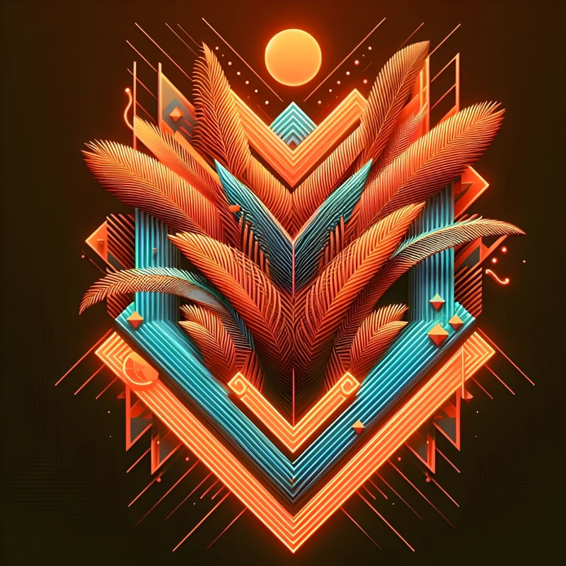 NEON PALM ABSTRACT BY AI