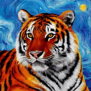 AMAZING PAINTING OF A TIGER VAN GOGH STYLE BY AI