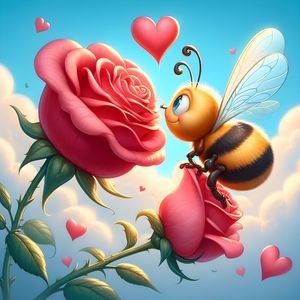 THE ROSE AND BEE ADORABLE ILLUSTRATION BY AI