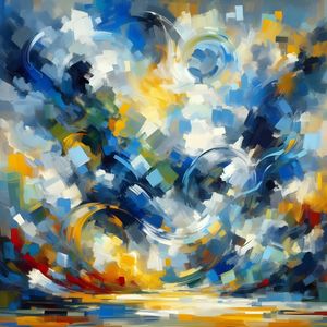 ABSTRACT PAINTING IN TONES OF BLUE BY AI