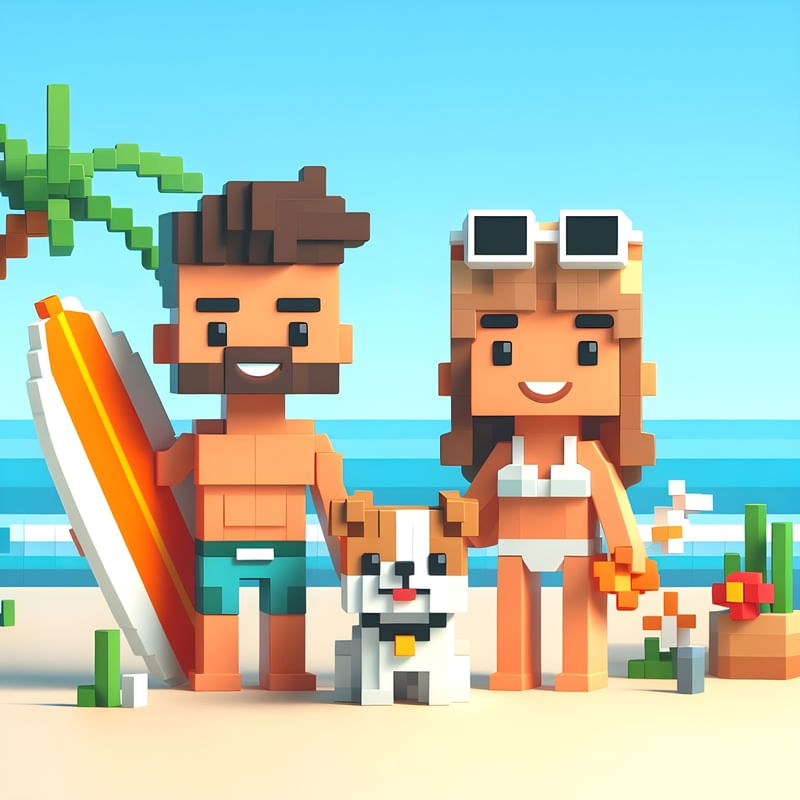 BEACH SCENE PIXEL ART BY AI
