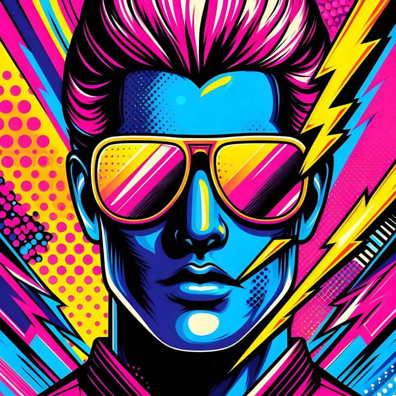MAN PORTRAIT COLORFUL POP ART BY AI