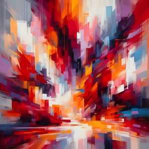 ROUGH BRUSH STROKES IN SHADES OF RED BY AI