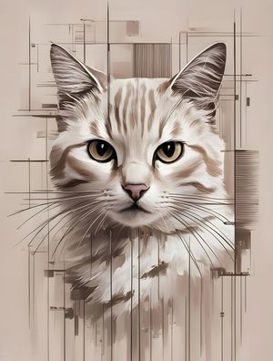 A CONCEPTUAL ART PAINTING OF A CAT BY AI