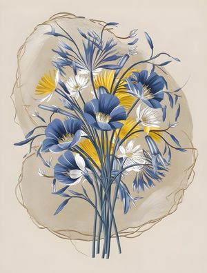 INTRICATE ILLUSTRATION OF A BOUQUET BY AI