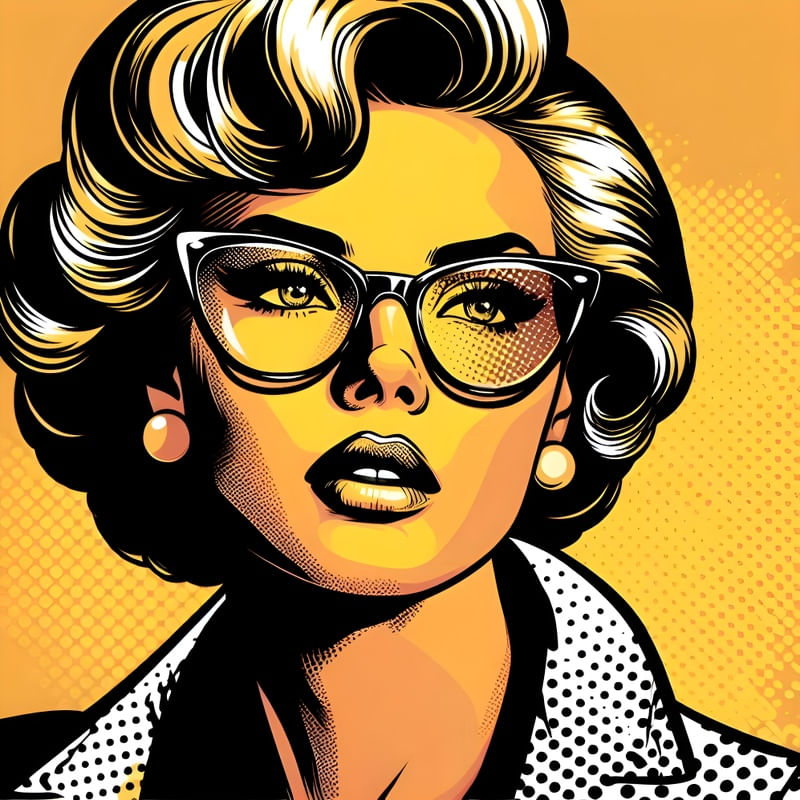 A CAPTIVATING POP ART ILLUSTRATION OF A STYLISH WOMAN FIVE BY AI