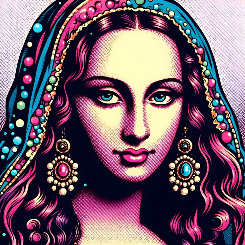 A CAPTIVATING POP ART ILLUSTRATION OF MONALISA FOUR BY AI