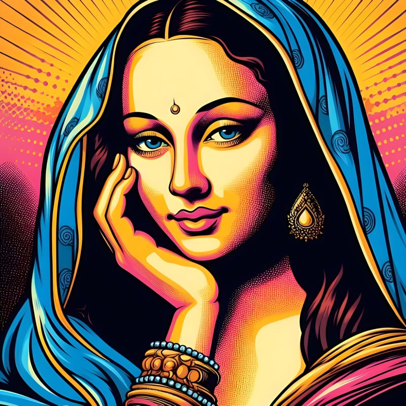 A CAPTIVATING POP ART ILLUSTRATION OF MONALISA ONE BY AI