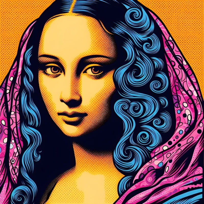 A CAPTIVATING POP ART ILLUSTRATION OF MONALISA THREE BY AI