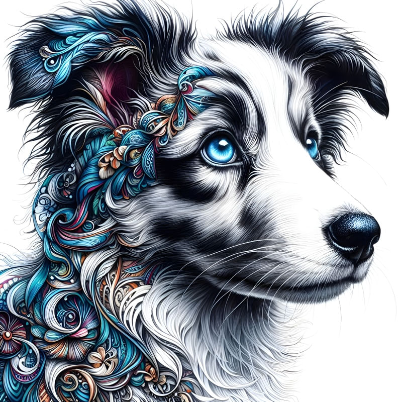 A WATERCOLOR ILLUSTRATION OF A BORDER COLLIE FOUR BY AI