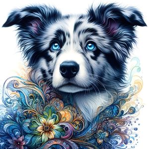 A WATERCOLOR ILLUSTRATION OF A BORDER COLLIE ONE BY AI