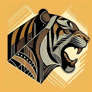 TIGRE VETORES GEOMÉTRICO ABSTRATO MINIMALISTA THREE BY AI
