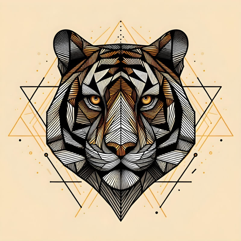 TIGRE VETORES GEOMÉTRICO ABSTRATO MINIMALISTA TWO BY AI