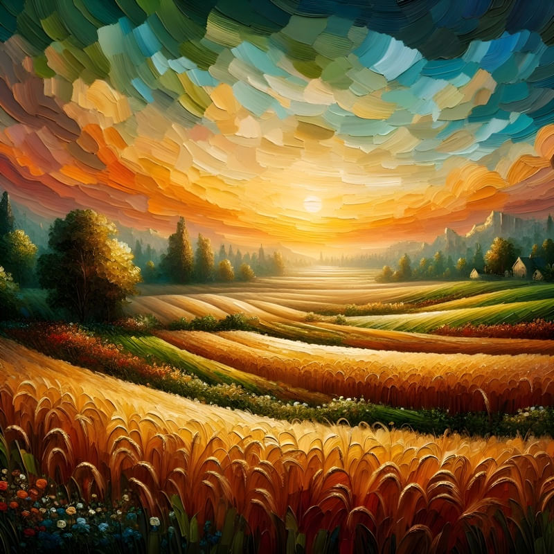 LANDSCAPE ARTWORK IN OIL PAINTING RELIEF FOUR BY AI