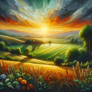 LANDSCAPE ARTWORK IN OIL PAINTING RELIEF TWO BY AI