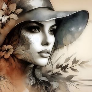 WATERCOLOR AND METALLIC OIL ARTISTRY WOMAN TWO BY AI