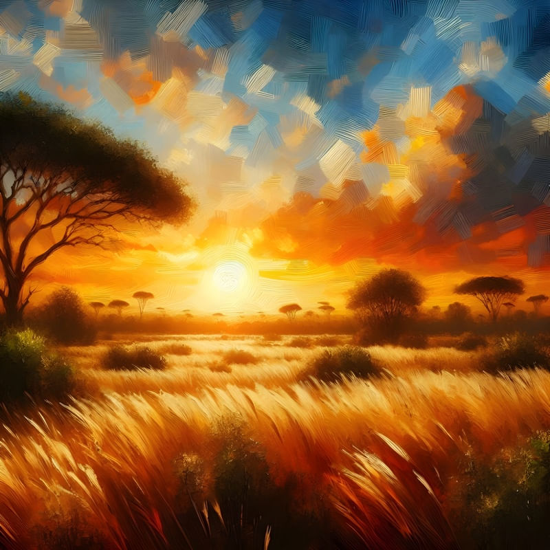 SAVANNAH ARTWORK IN OIL PAINTING RELIEF TWO BY AI