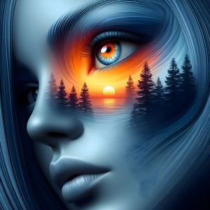 A SURREAL AND CAPTIVATING CLOSE-UP OF A WOMANS FACE ONE BY AI