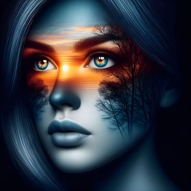 A SURREAL AND CAPTIVATING CLOSE-UP OF A WOMANS FACE THREE BY AI