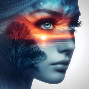 A SURREAL AND CAPTIVATING CLOSE-UP OF A WOMANS FACE TWO BY AI