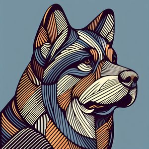 CACHORRO VETORES GEOMÉTRICO ABSTRATO MINIMALISTA THREE BY AI