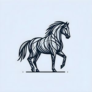 CAVALO VETORES GEOMÉTRICO ABSTRATO MINIMALISTA ONE BY AI